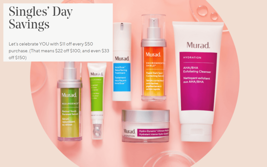 Click to go to the Murad Singles' Day Deal