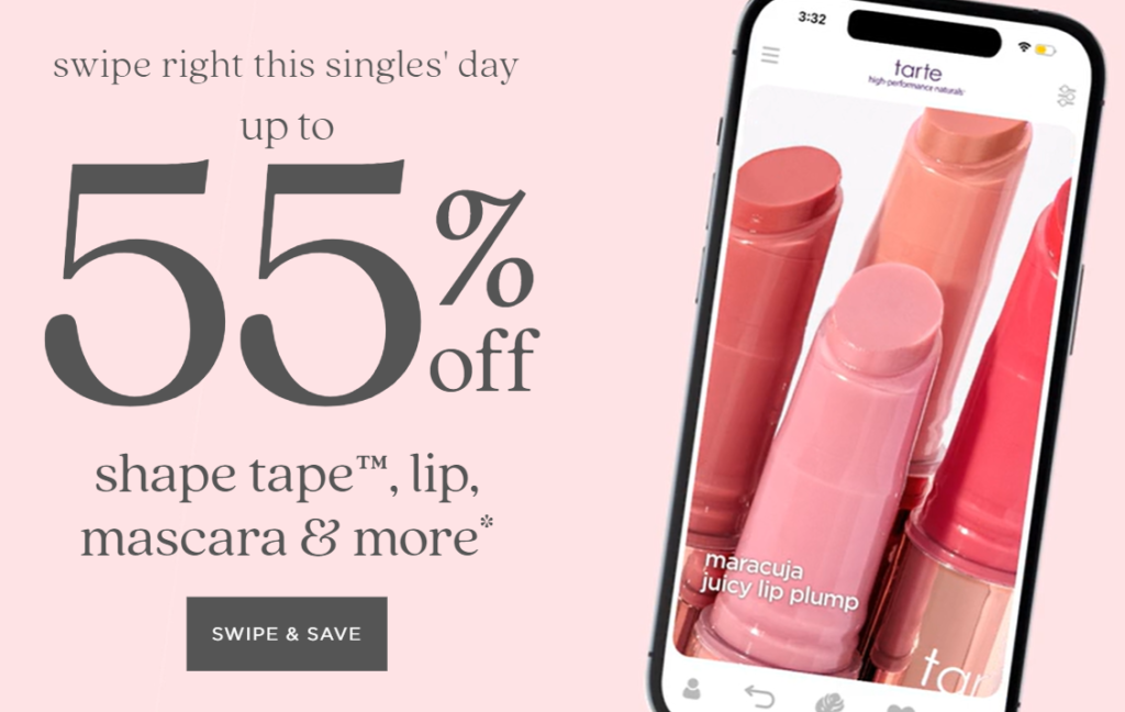 Click to go to the Tarte Singles' Day Deal