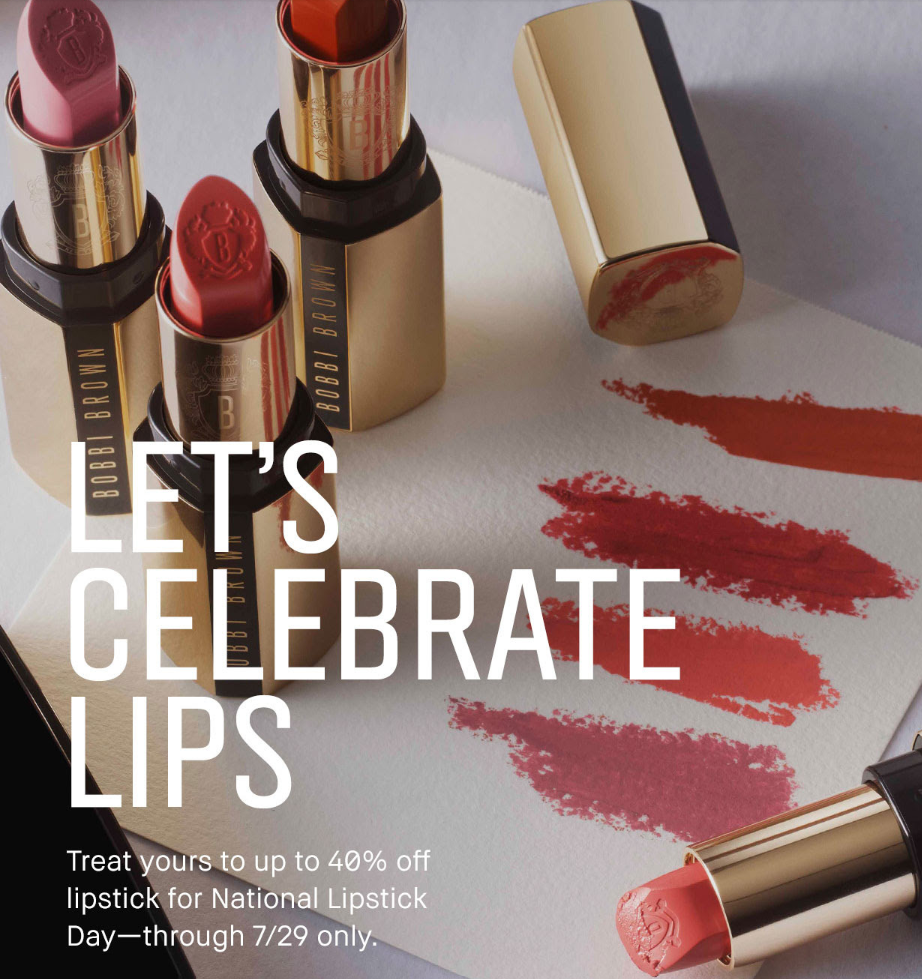 Click to go to Bobbi Brown's 2024 National Lipstick Day Deal