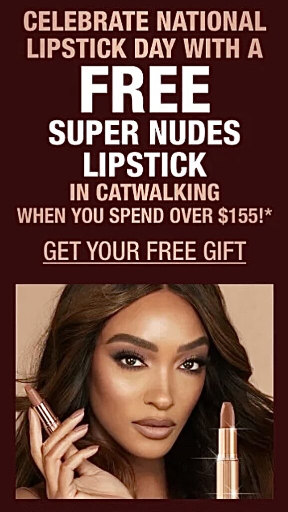 Click to go to Charlotte Tilbury's 2024 National Lipstick Day Deal