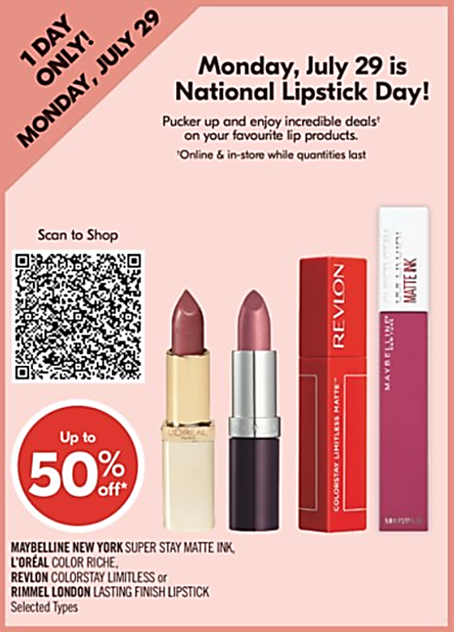 Click to go to Shoppers Drug Mart's 2024 National Lipstick Day Deal