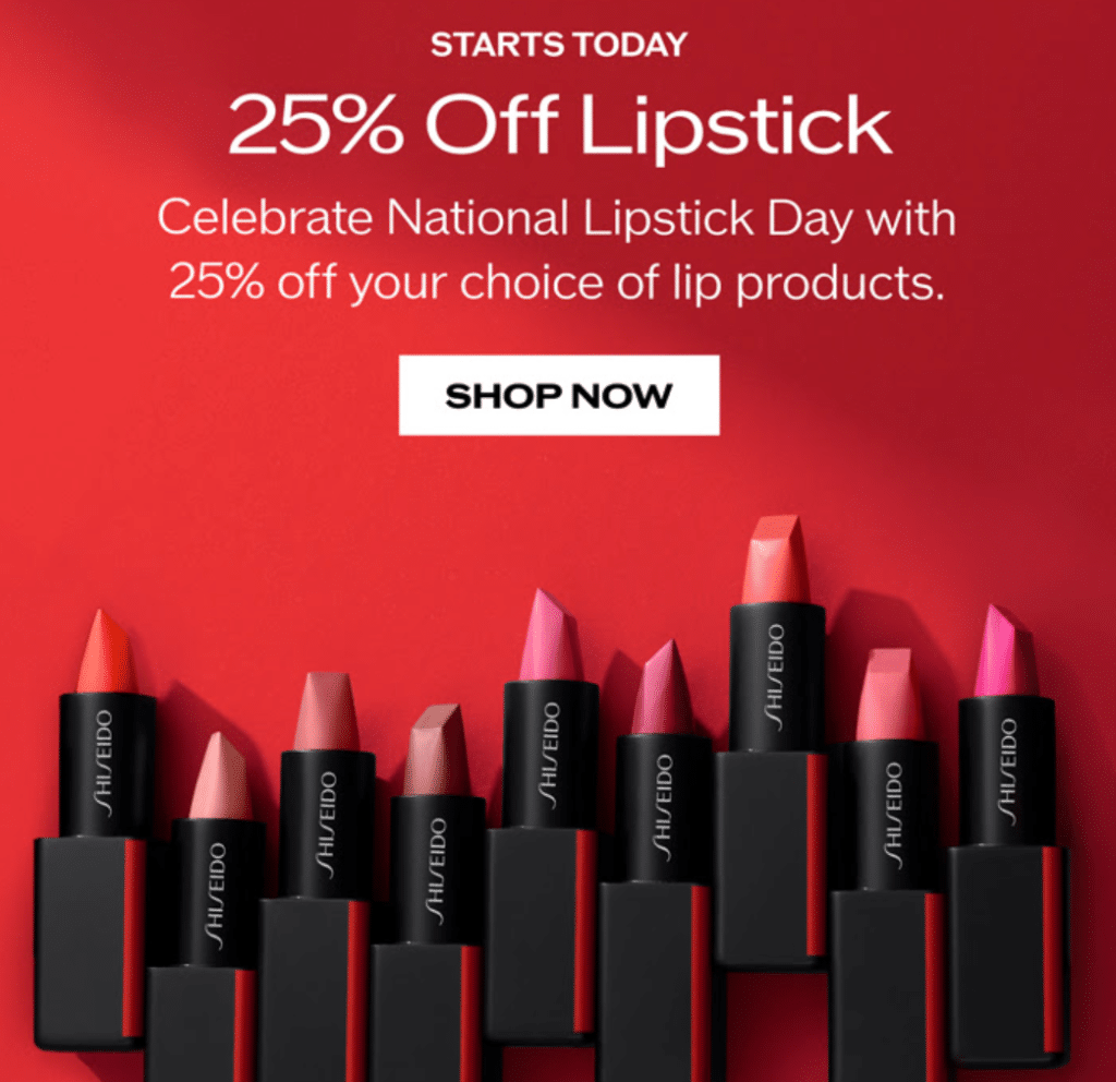 Click to go to Shiseido's 2024 National Lipstick Day Deal