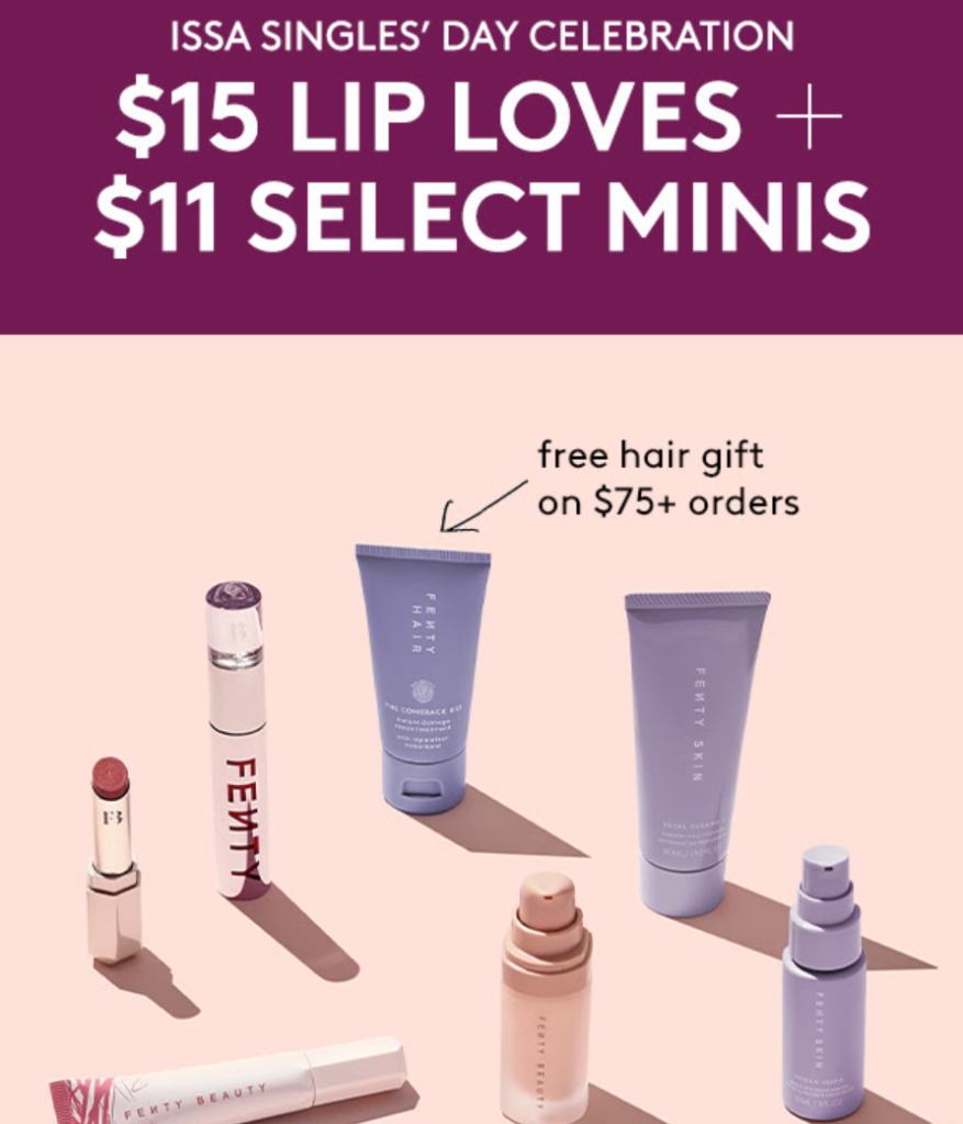 Click to go to the Fenty Beauty Singles' Day Deal