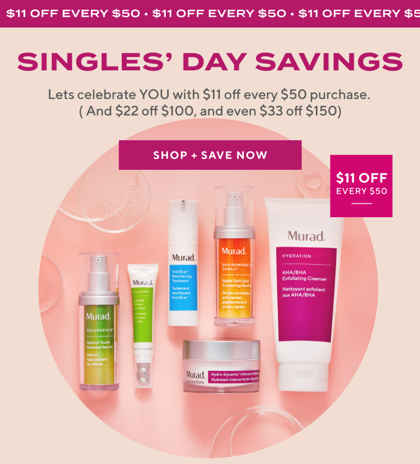 Click to go to the Murad Singles' Day Deal