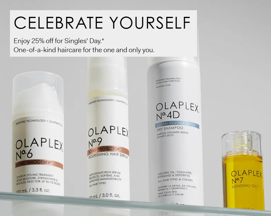 Click to go to the OLAPLEX Singles' Day Deal