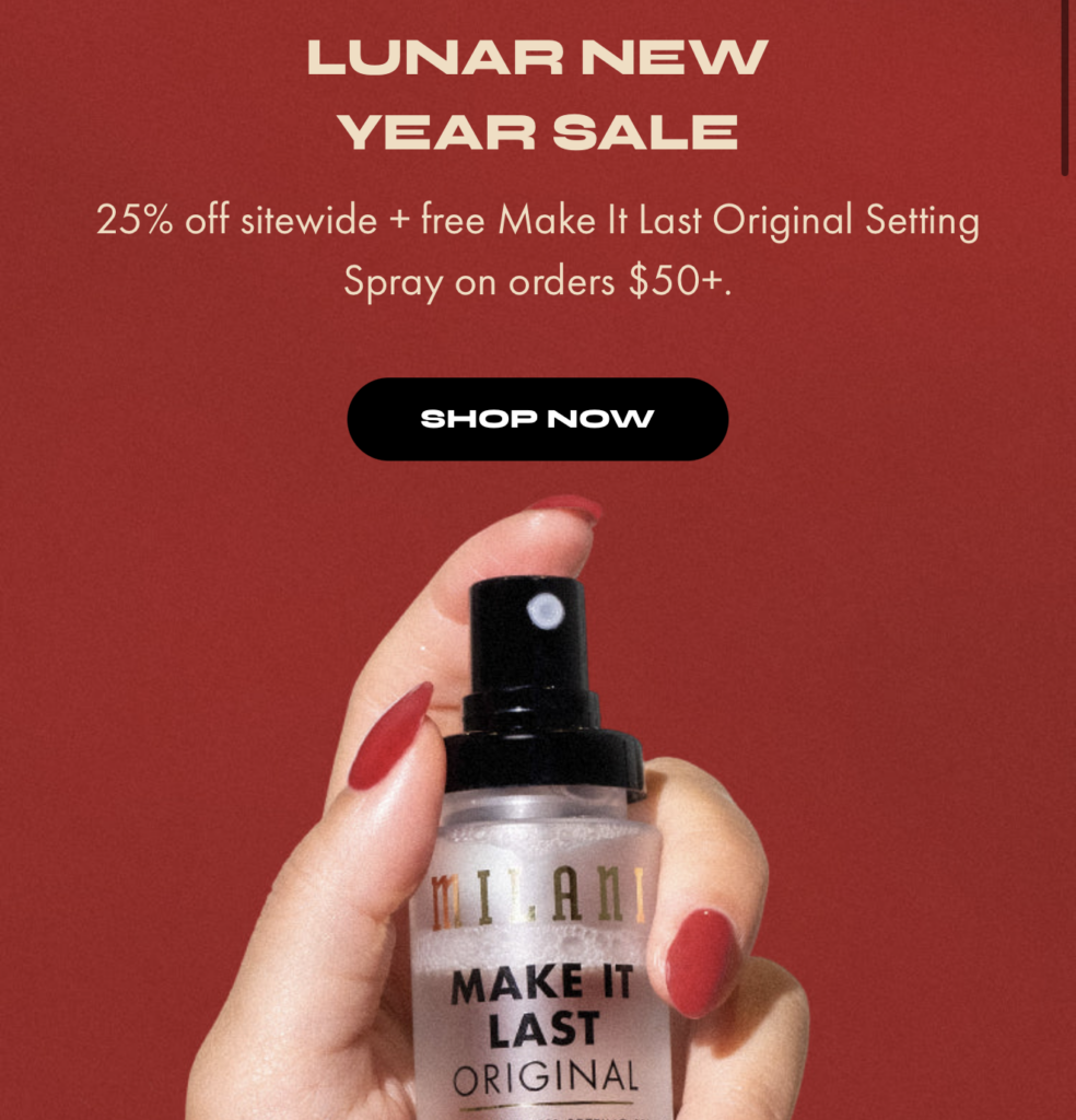 Click to go to the Milani Sale