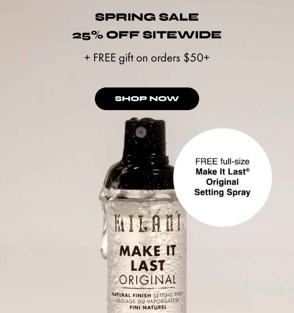 Click to go to the Milani Sale