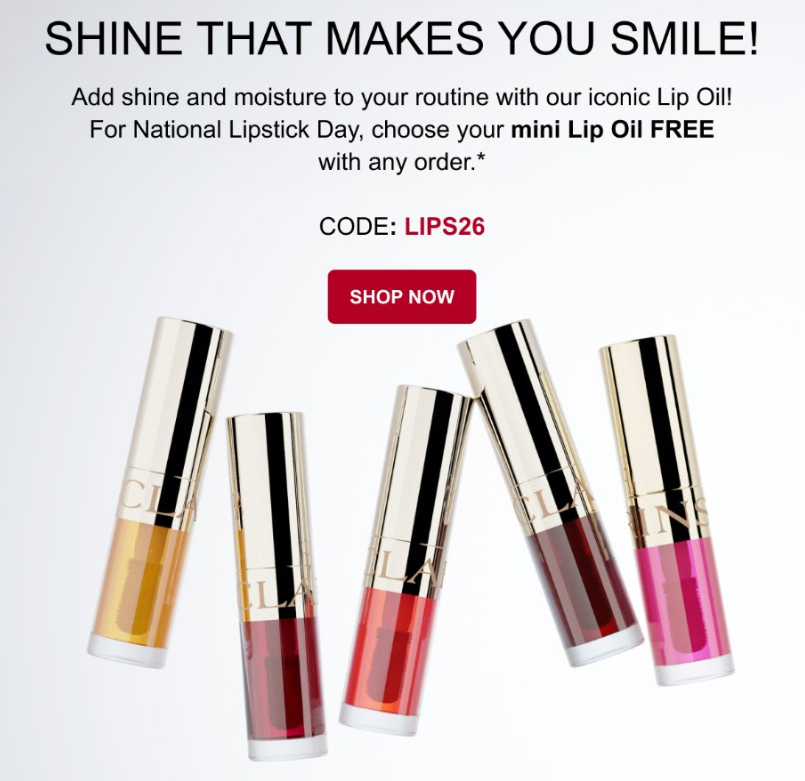 Click to go to the Clarins National Lipstick Day deal