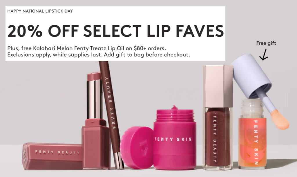 Click to go to the Fenty Beauty National Lipstick Day deal