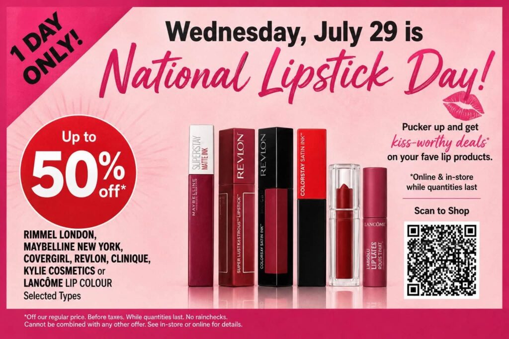 Click to go to the Shoppers Drug Mart National Lipstick Day deal